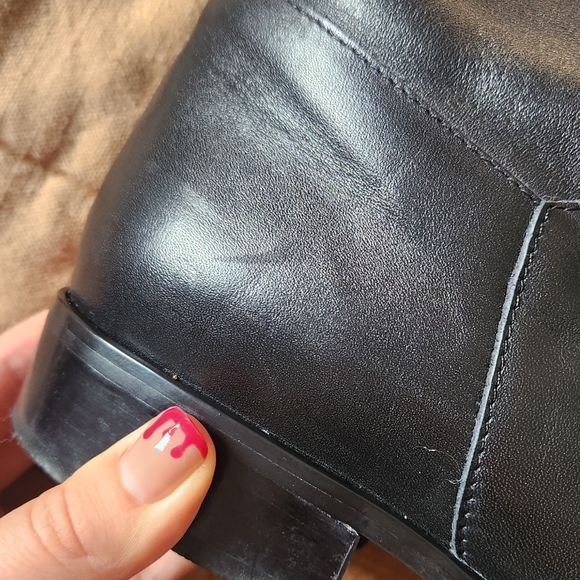 Hunt Club Black Leather Mid Calf Casual Boots Almond Toes Low Heels. Size 9M - Picture 3 of 14